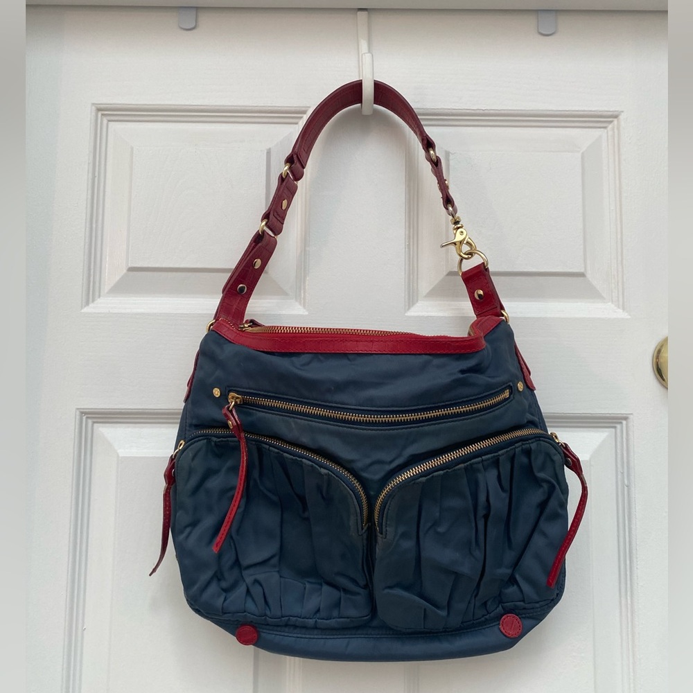 MZ Wallace Navy and Red Shoulder Bag